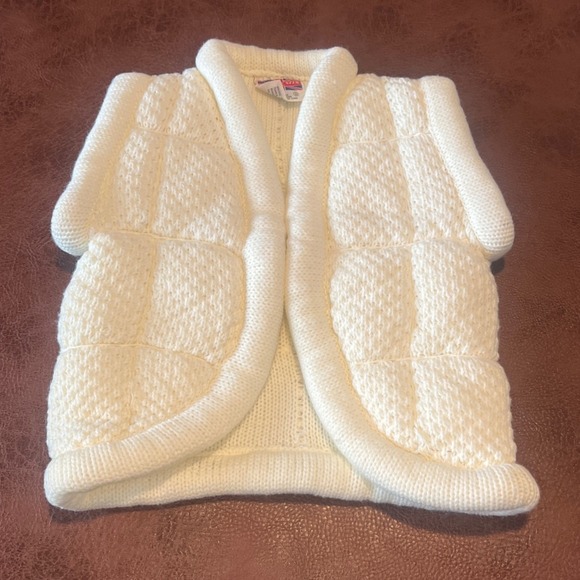 Cherry Stix Jackets & Blazers - Vintage Cherry Stix LTD Cream White Chunky Knit Open Front‎ Vest Small RN 54494